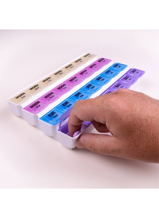 APEX 7-Day Mediplanner Pill Organizer, Weekly Pill Organizer, 4 Times A Day Color-Coded, Easy-Open, See-Through Lids, Organize Medication Or Vitamins By AM, PM, Evening And Bedtime  - Image 5