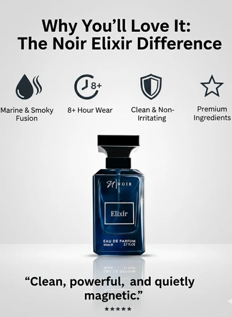 noir Elixir EDP Fresh Spicy Perfume for Men with Lemon, Lavender & Amber Notes, Long Lasting Men's Perfume - 80 ml