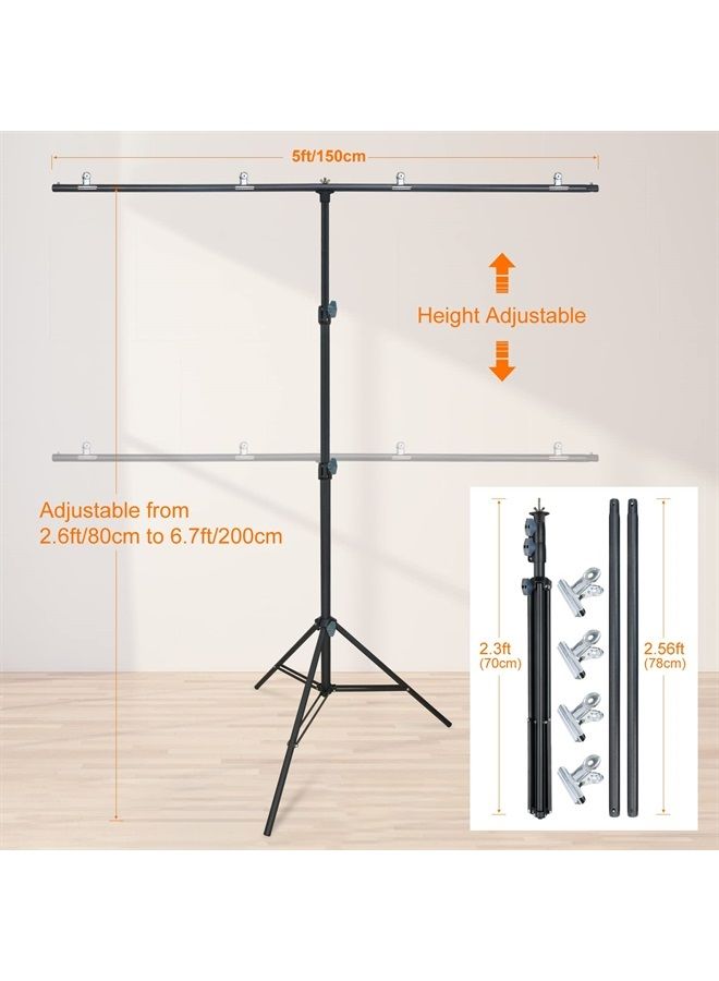 Lincostore Zenith Portable T-Shape Background Backdrop Stand Kit 5x6.7ft - 5ft Wide (Fixed) and 6.7ft High (Adjustable)- Lightweight Only 4 Lbs Easy to Carry and Storage - Image 4