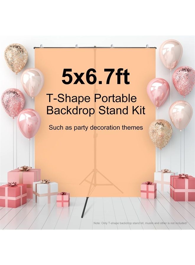 Lincostore Zenith Portable T-Shape Background Backdrop Stand Kit 5x6.7ft - 5ft Wide (Fixed) and 6.7ft High (Adjustable)- Lightweight Only 4 Lbs Easy to Carry and Storage - Image 2