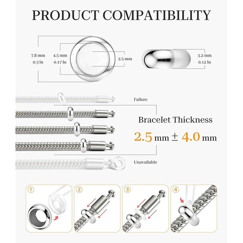 GW Clip Stopper Charms 925 Sterling Silver Round Rondelle Spacer Beads for Charm Bracelets, Gift for Women Girls - Image 5