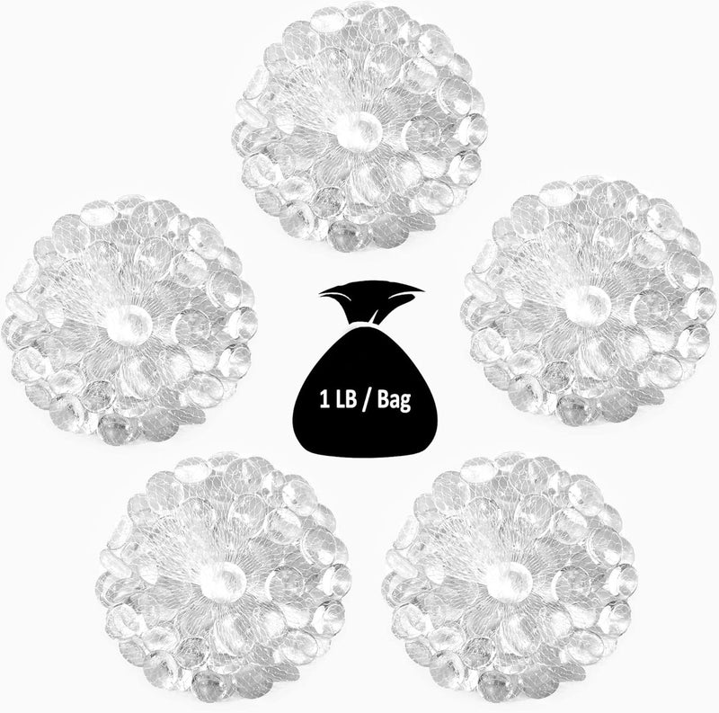 CYS EXCEL 5 LBS Clear Glass Beads for Vases Flat Marble Gemstone Beads Vase Fillers Aquarium Decor Rocks Floral Centerpieces Stones Mosaic Pebbles - Image 3