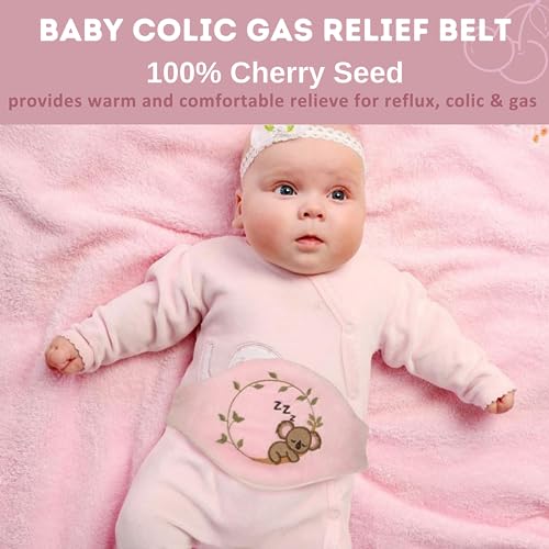 Pafuly Baby Colic Gas and Upset Stomach Relief for Newborns-100% Cherry Seed-Heated Tummy Wrap-Colic Baby Swaddling Belt for Natural Relief–Soothing and Calming (Pink) - Image 2