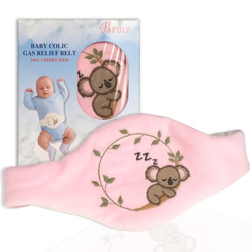 Pafuly Baby Colic Gas and Upset Stomach Relief for Newborns-100% Cherry Seed-Heated Tummy Wrap-Colic Baby Swaddling Belt for Natural Relief–Soothing and Calming (Pink) - Image 1