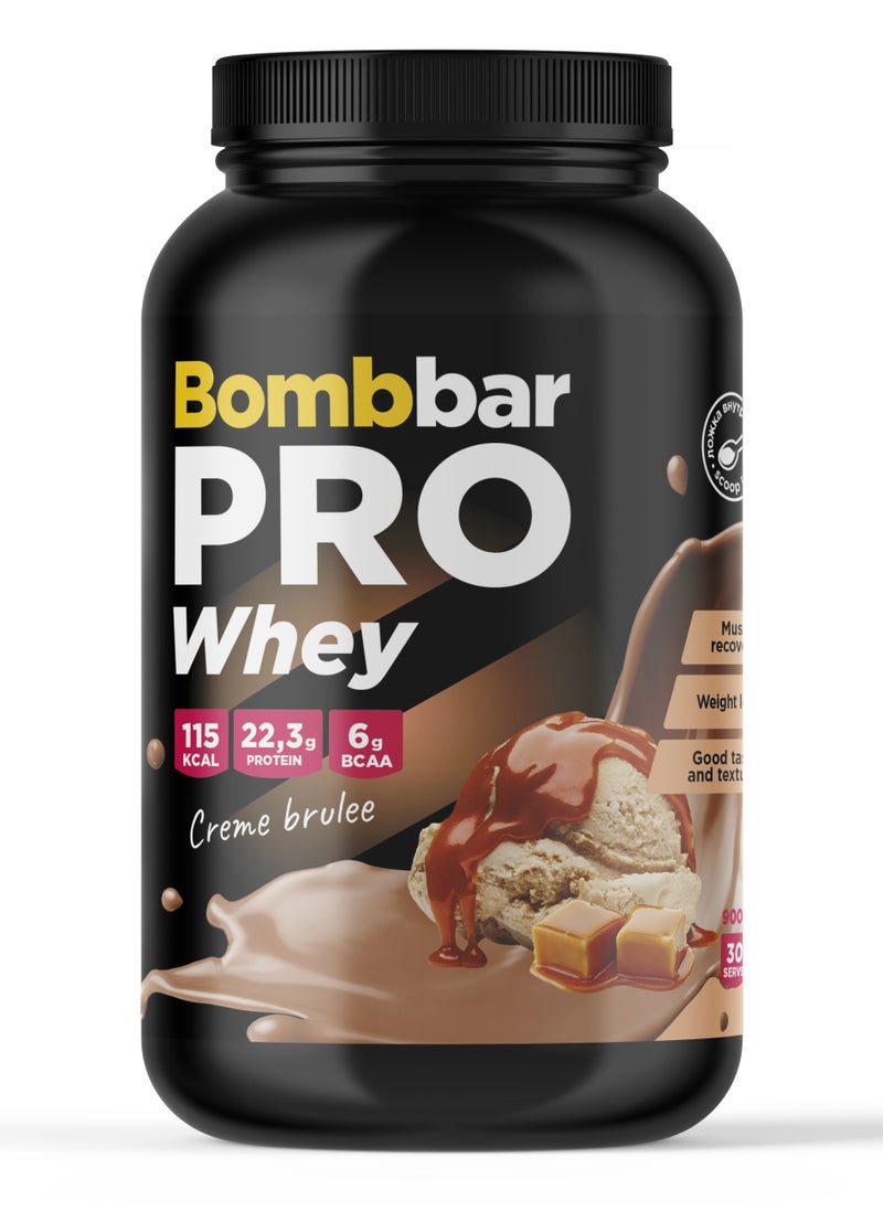 BOMBBAR Pro Whey Protein Powder with Creme Brulee Flavor 900g  - Image 1
