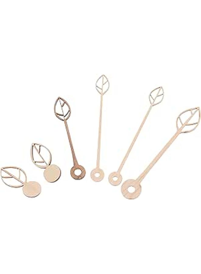 Wooden Leaf Shaped Clock Hands 6Pcs Replacement Parts for DIY Repair - Image 1
