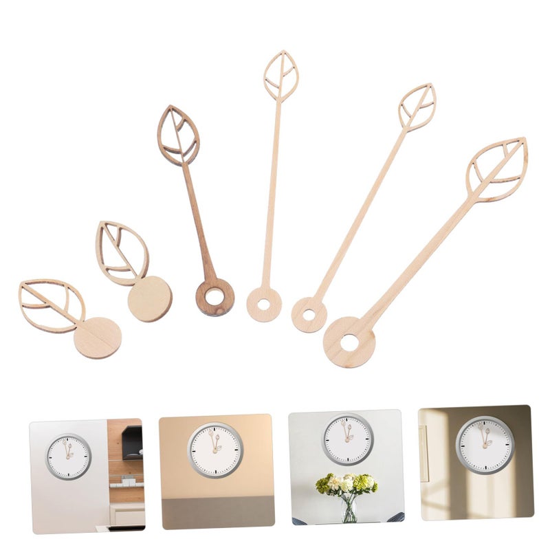 Wooden Leaf Shaped Clock Hands 6Pcs Replacement Parts for DIY Repair - Image 4