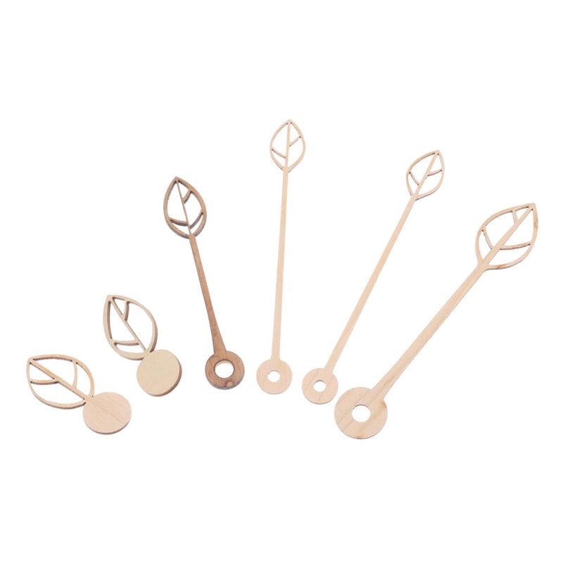 Wooden Leaf Shaped Clock Hands 6Pcs Replacement Parts for DIY Repair - Image 2