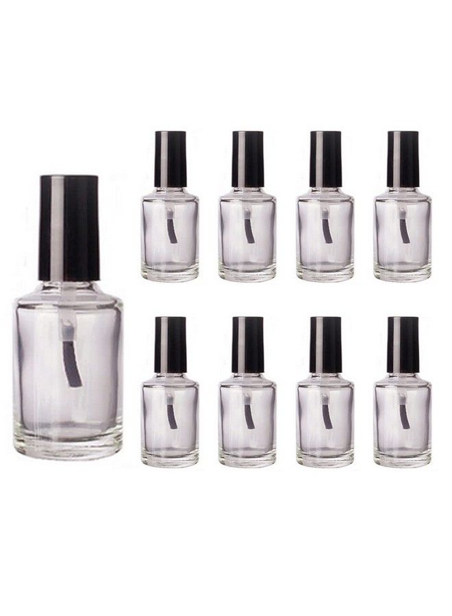UPSTORE 10Pcs 15Ml/0.5Oz Empty Glass Nail Polish Bottles Refillable Round Clear Nail Vials Containers With Brush Cap For Nail Art Sample - Image 2