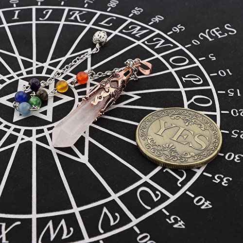kcrygogo Metaphysical Pendulum Chart Mat with Crystal Pendulum Meditation Tool and Yes or NO CoinHealing Stone Energy Generator for Divination ProtectionA Mystic Energy Gift