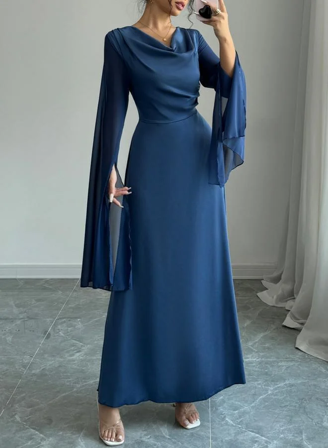 Take Two  Take Two Dark Blue Slit Sleeve A-Line Maxi Dress for Women | Best Price UAE