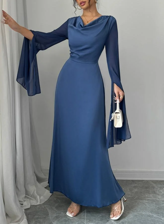 Take Two Take Two Dark Blue Slit Sleeve A-Line Maxi Dress
