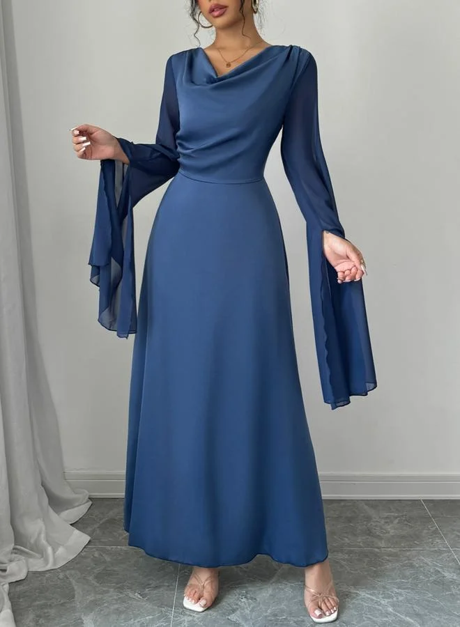 Take Two  Take Two Dark Blue Slit Sleeve A-Line Maxi Dress for Women | Best Price UAE