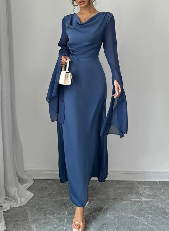 Take Two  Take Two Dark Blue Slit Sleeve A-Line Maxi Dress for Women | Best Price UAE