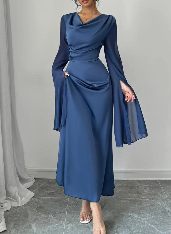 Take Two  Take Two Dark Blue Slit Sleeve A-Line Maxi Dress for Women | Best Price UAE