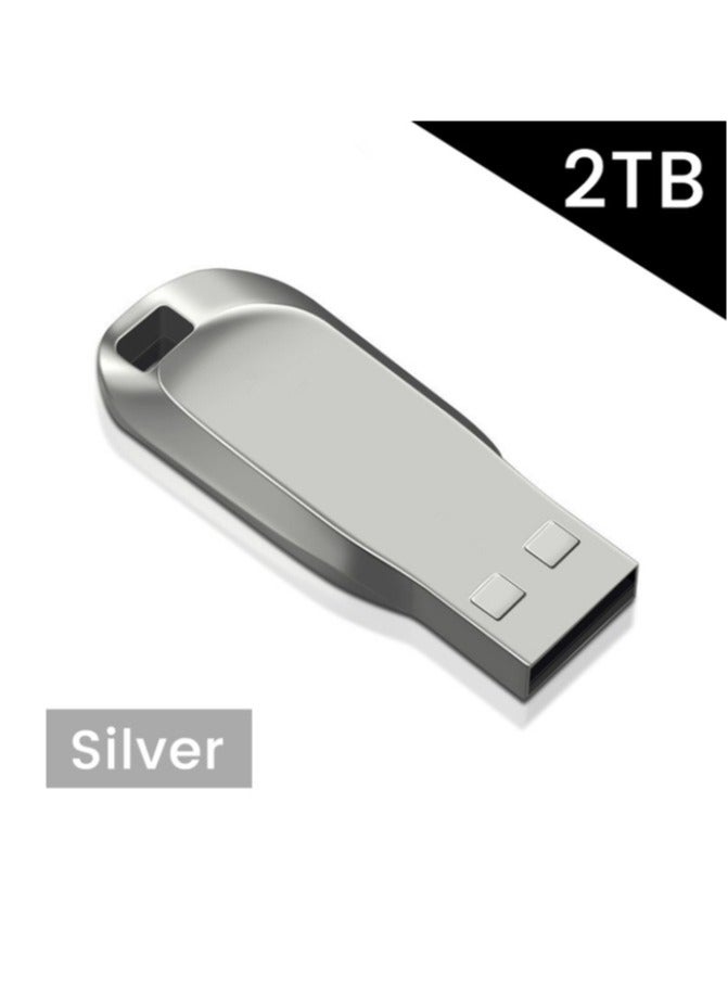 2TB USB 3.0 High-Speed Metal Flash Drive Waterproof Silver - Image 1
