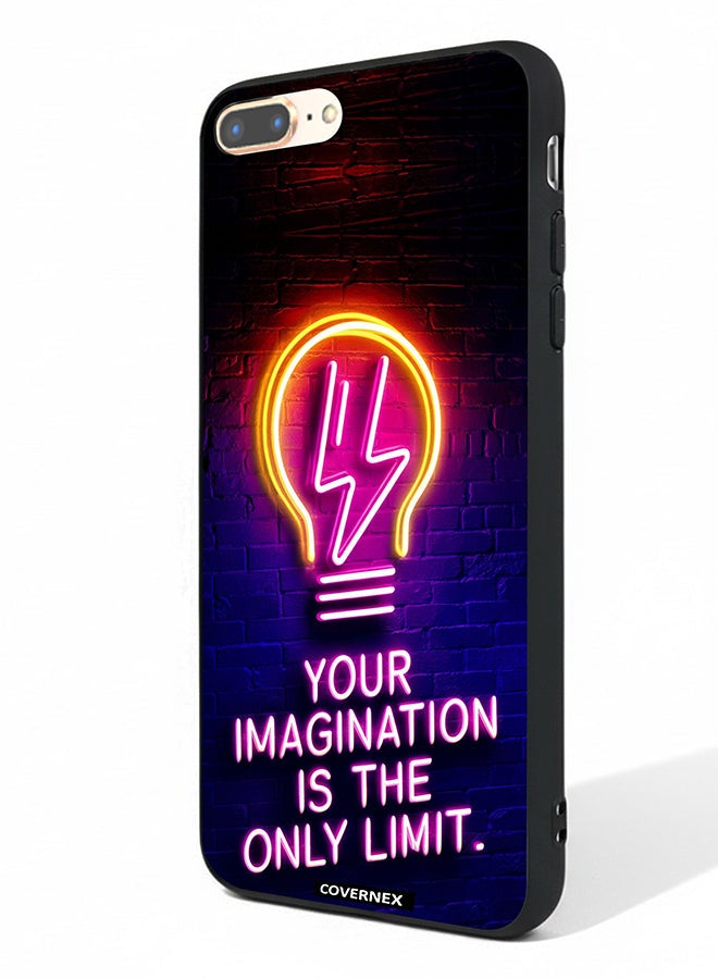 Covernex Apple iPhone 8 Plus Protective Case Cover Printed Featuring Your Imagination Is The Only Limit Neon Lightbulb - Image 1