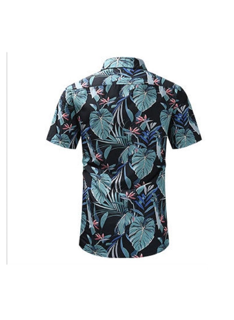 NIBEMINENT Summer Retro Printed Men's Short Sleeved Shirt - Image 2