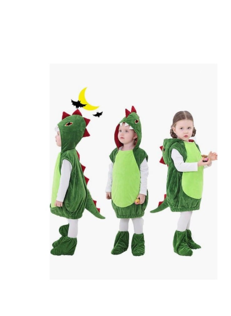 Kids Toddler Halloween Christmas Dinosaur Costume - Unisex Animal Cosplay Jumpsuit with Shoe Cover, Cute Fancy Dress Up Outfit for Boys & Girls Halloween/Christmas Party (L) - Image 1