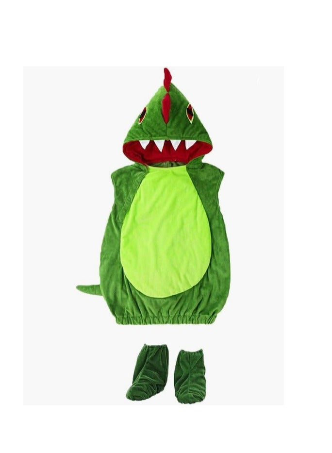Kids Toddler Halloween Christmas Dinosaur Costume - Unisex Animal Cosplay Jumpsuit with Shoe Cover, Cute Fancy Dress Up Outfit for Boys & Girls Halloween/Christmas Party (L) - Image 2