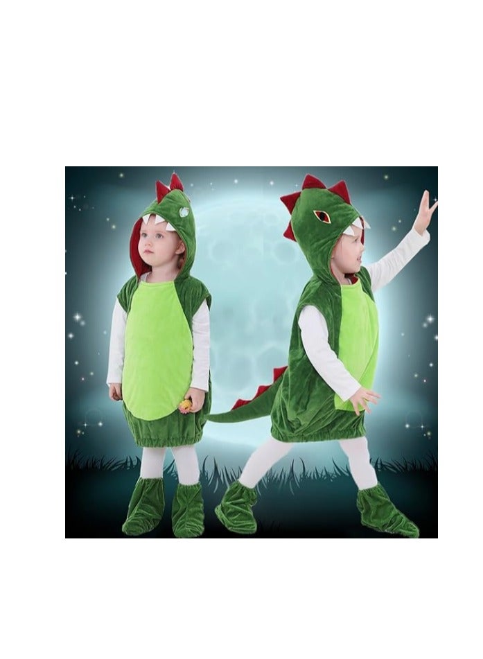 Kids Toddler Halloween Christmas Dinosaur Costume - Unisex Animal Cosplay Jumpsuit with Shoe Cover, Cute Fancy Dress Up Outfit for Boys & Girls Halloween/Christmas Party (L) - Image 4