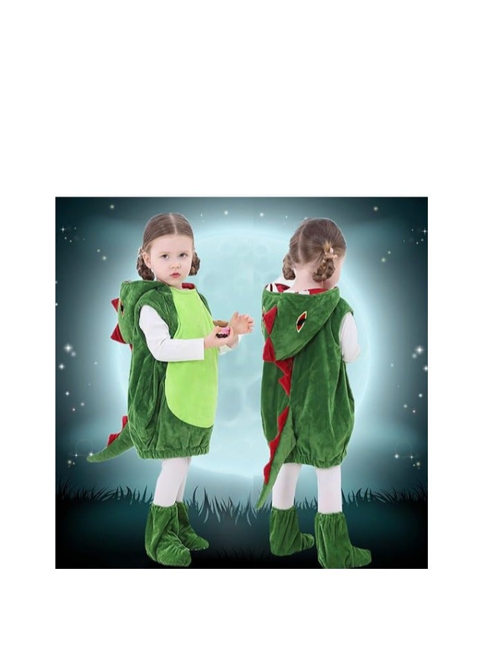 Kids Toddler Halloween Christmas Dinosaur Costume - Unisex Animal Cosplay Jumpsuit with Shoe Cover, Cute Fancy Dress Up Outfit for Boys & Girls Halloween/Christmas Party (L) - Image 5