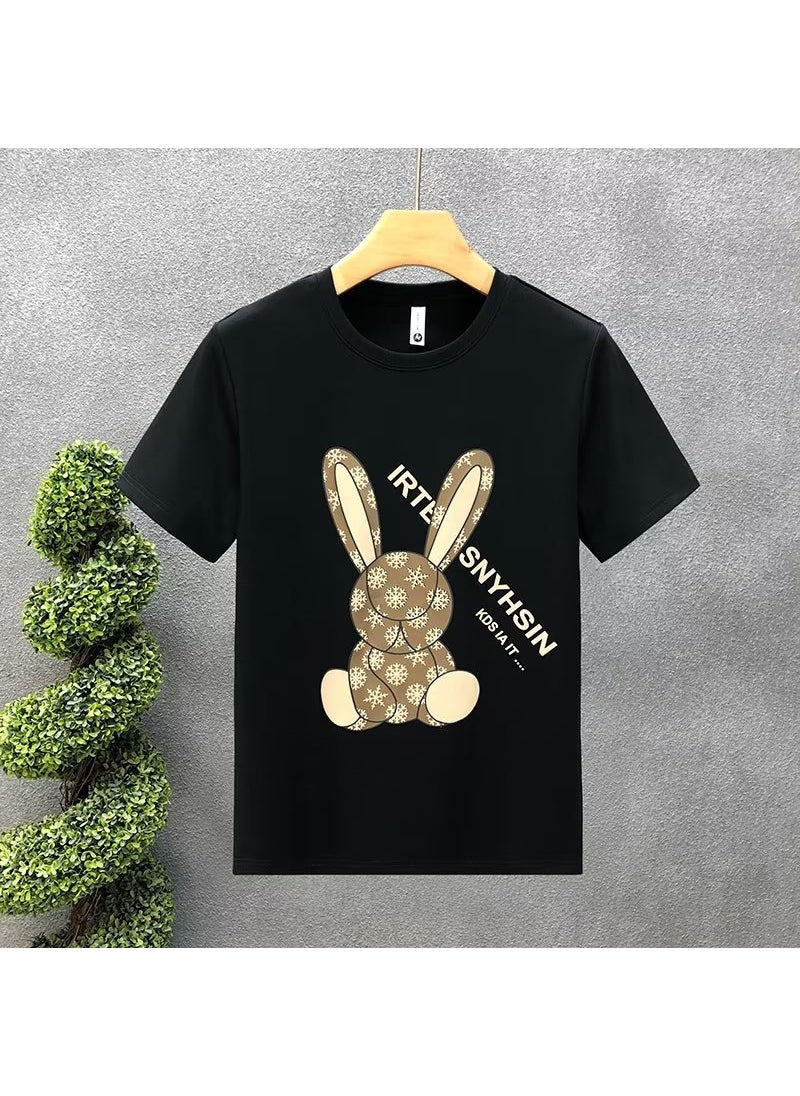 Generic - Urban Style Printed Short Sleeve T-Shirt For Men Trendy Cartoon Anime Round Neck Summer Fashionable Trendy Brand Youth Popularit Black - Image 1