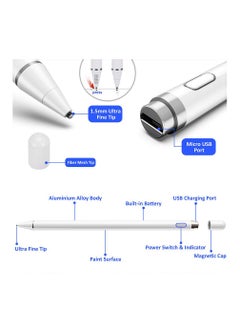 MOCOM Palm Rejection Digital Active Stylus Pen for iPad 9th Gen/8th Gen/7th Gen/ 6th Gen/ 5th Gen iPad Pencil White  - Image 3