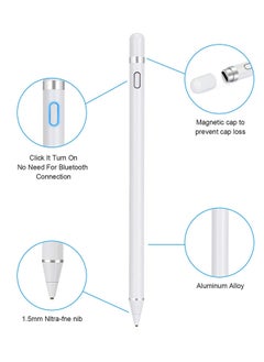 MOCOM Palm Rejection Digital Active Stylus Pen for iPad 9th Gen/8th Gen/7th Gen/ 6th Gen/ 5th Gen iPad Pencil White  - Image 2