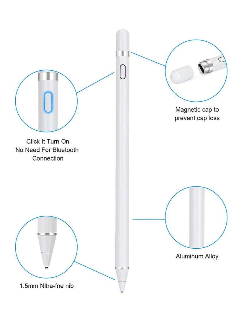 MOCOM Palm Rejection Digital Active Stylus Pen for iPad 9th Gen/8th Gen/7th Gen/ 6th Gen/ 5th Gen iPad Pencil White  - Image 2