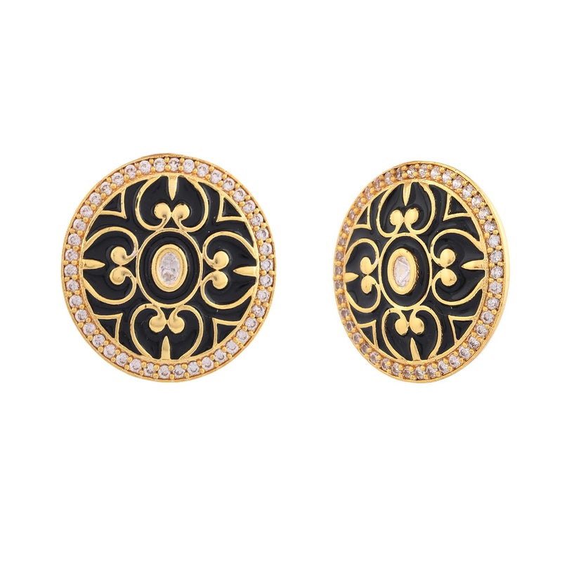Voylla Pashmina Ziya Kundan Stud Earrings for Women Ethnic Stud Earrings Traditional Indian Jewellery Womens Day Gift for Her Kundan Earrings - Image 4