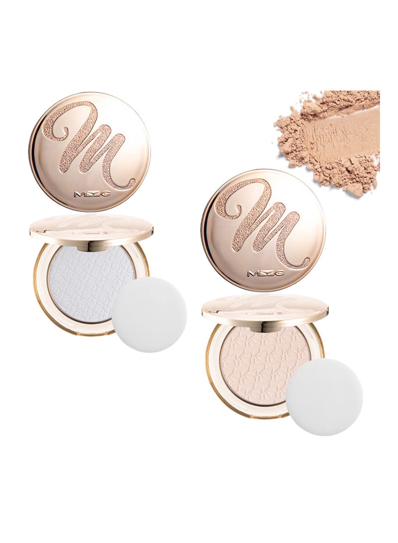 KASTWAVE Longwearing Matte Oil Control Makeup Powder, Waterproof Pressed Powder, Matte Smooth Setting Powder Makeup, Brightening Setting Powder for Women Girls (Natural + Ivory) - Image 1