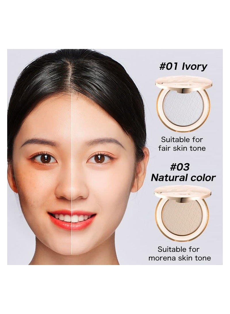 KASTWAVE Longwearing Matte Oil Control Makeup Powder, Waterproof Pressed Powder, Matte Smooth Setting Powder Makeup, Brightening Setting Powder for Women Girls (Natural + Ivory) - Image 2