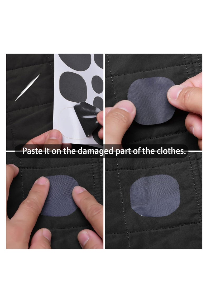 SYOSI 10 Sheets Nylon Repair Patches, Down Jacket Repair Patches, Self-Adhesive Repair Patch Waterproof Clothes Patch, Self-Adhesive Design, Fabric to Fix Holes In Clothing, Sleeping Bags, Ski Pants (Black)  - Image 2