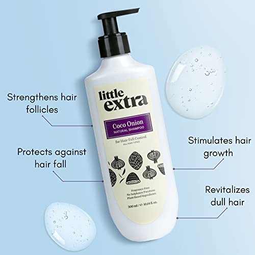 Little Extra Coco Onion Natural Shampoo for Hair Fall Control & Growth, No Parabens, SLS, Silicone & Sulfate Free, 100% Vegan with Coconut Milk, Onion Oil for Women & Men, 300 ml - Image 3