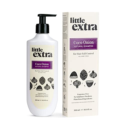 Little Extra Coco Onion Natural Shampoo for Hair Fall Control & Growth, No Parabens, SLS, Silicone & Sulfate Free, 100% Vegan with Coconut Milk, Onion Oil for Women & Men, 300 ml - Image 1