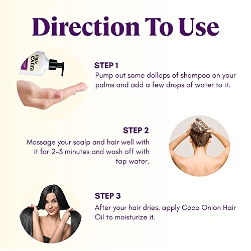 Little Extra Coco Onion Natural Shampoo for Hair Fall Control & Growth, No Parabens, SLS, Silicone & Sulfate Free, 100% Vegan with Coconut Milk, Onion Oil for Women & Men, 300 ml - Image 5
