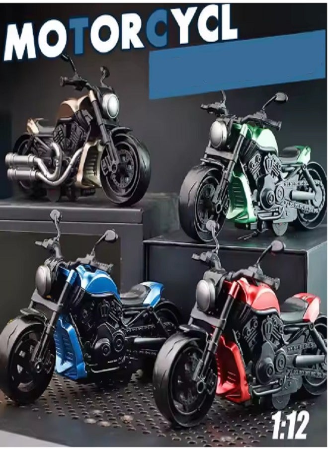 die cast Motorcycle,Pull Back Motorcycle Toy, 1:12 Motorcycle Model for Kids,Pull Back Motorcycle Toys (Blue)  - Image 3
