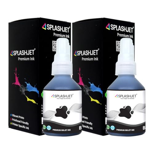Splashjet 6000 & D60BK Compatible Refill Ink for Brother T220, T420, T520, T820, T920, T510, T910, T710, T4000W, T4500W, T300W, T800W, T700, T810 Printer - (Black - 70gm x 2 Bottle) - 501640 - Image 1