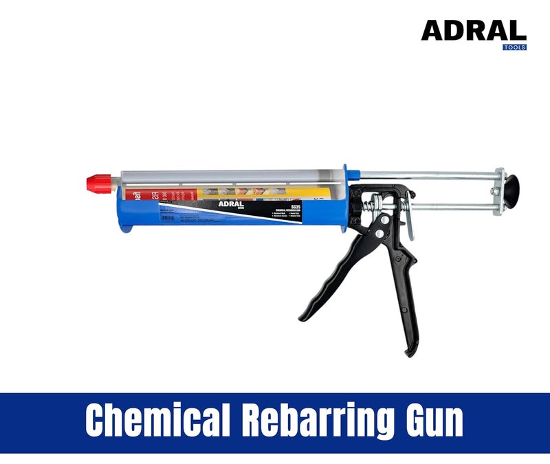 ADRAL 9-Inch Chemical Rebarring Gun | 950g | Dual Shaft for 2-Component Dispensing | MIG Welded Barrel | Dual Plunger Brackets | Heavy-Duty Trigger | Aluminium Handle | High-Precision Application - Image 2