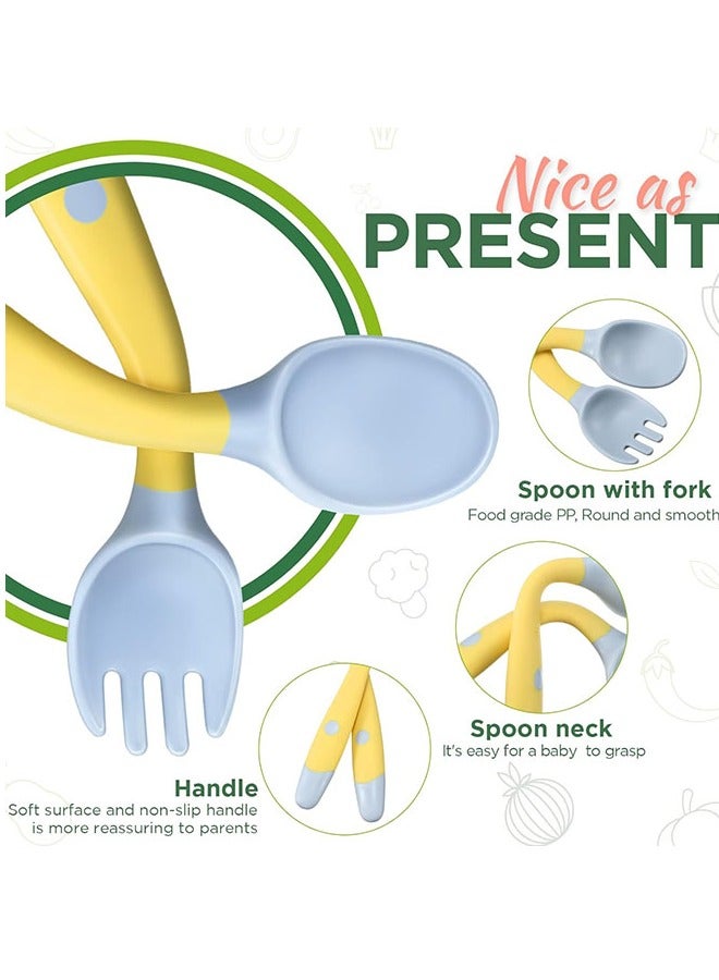 Arabest Baby Utensils Spoon Fork with Travel Case,Food-Grade PP Material,BPA -Free, Toddler Utensils for Self Feeding Bendable Handle Silverware for Kids Children,Easy to Clean and Carry (4 Set, Pink+Yellow+Green+Purple) - Image 2