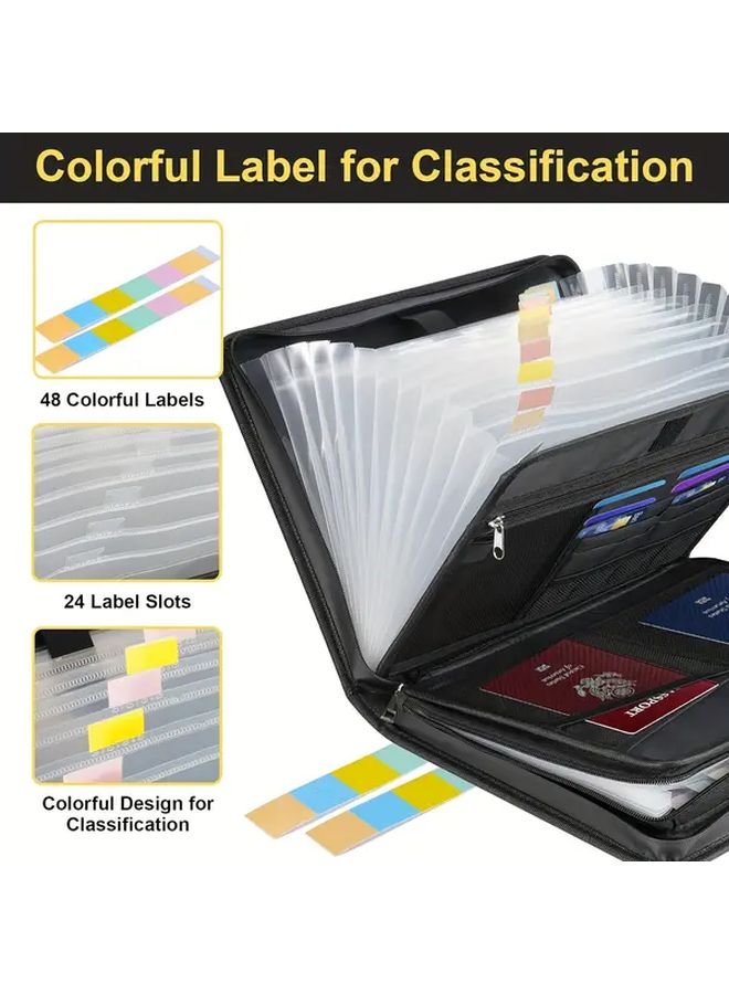 منظم المستندات الأسود المضاد للحريق والمقاوم للماء، ملف أكورديون قابل للتوسيع يحتوي على 13 جيبًا - Image 5