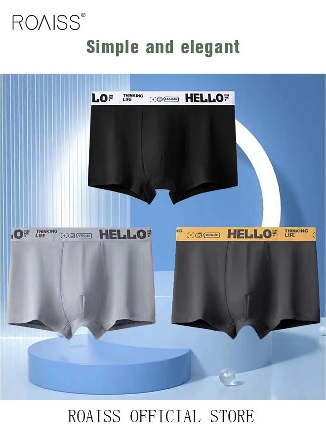 roaiss - Men's Boxers 4 Pack Set Trend Men's Teenage Boys Underwear Breathable Cotton Short Briefs High Elastic Classic Elastic Waistband Underwear - Image 1