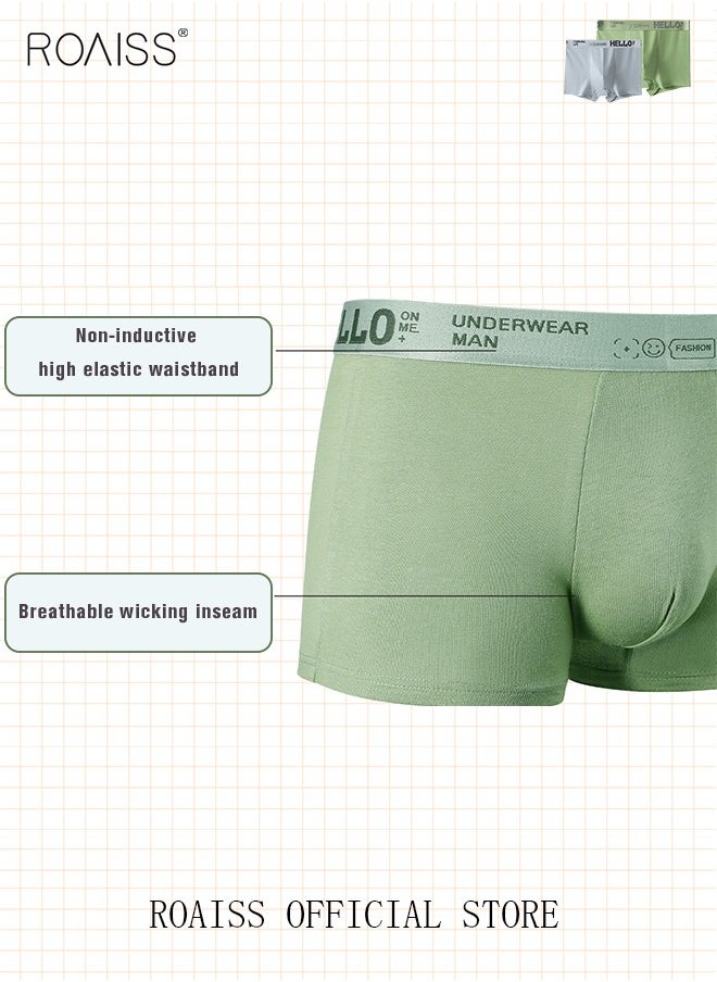 roaiss - Men's Boxers 4 Pack Set Trend Men's Teenage Boys Underwear Breathable Cotton Short Briefs High Elastic Classic Elastic Waistband Underwear - Image 1