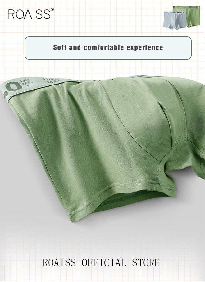 roaiss - Men's Boxers 4 Pack Set Trend Men's Teenage Boys Underwear Breathable Cotton Short Briefs High Elastic Classic Elastic Waistband Underwear - Image 1