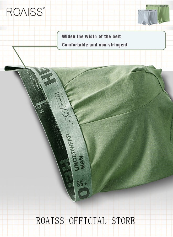 roaiss - Men's Boxers 4 Pack Set Trend Men's Teenage Boys Underwear Breathable Cotton Short Briefs High Elastic Classic Elastic Waistband Underwear - Image 1