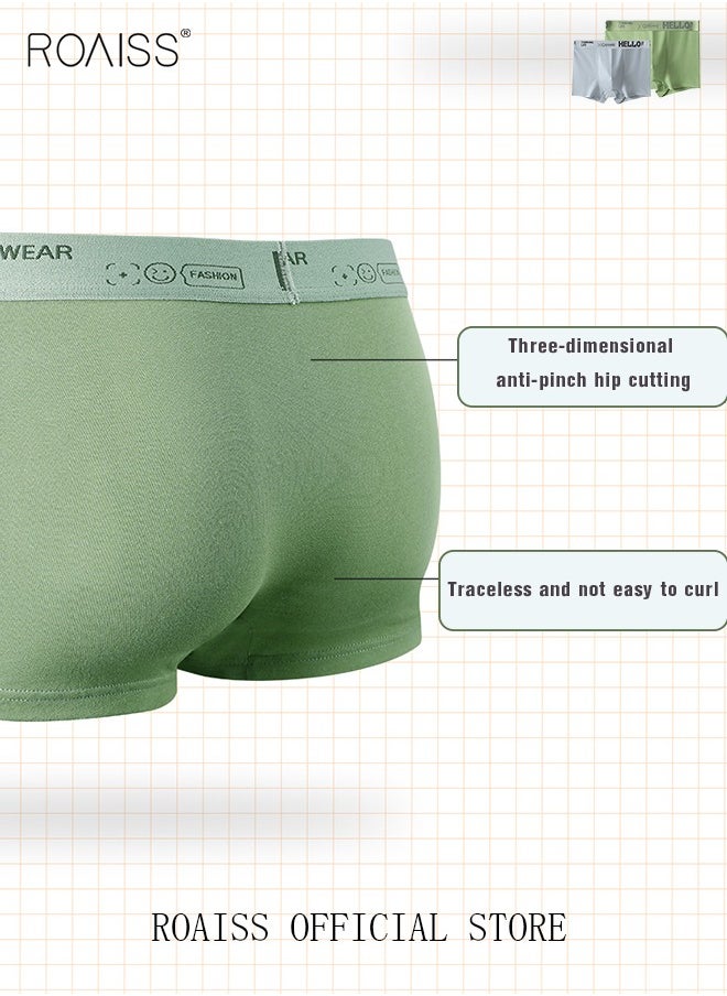 roaiss - Men's Boxers 4 Pack Set Trend Men's Teenage Boys Underwear Breathable Cotton Short Briefs High Elastic Classic Elastic Waistband Underwear - Image 1
