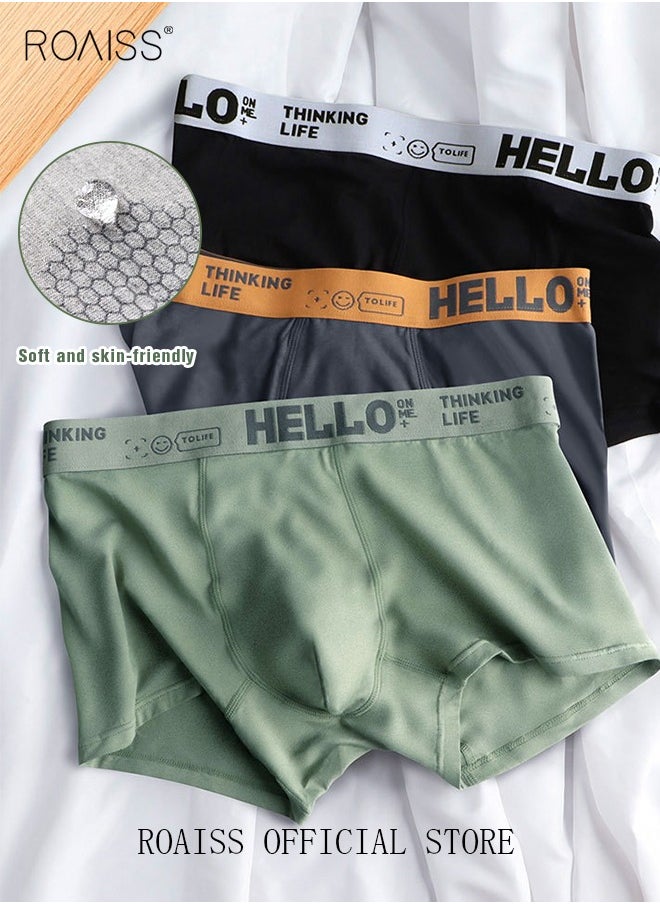 roaiss - Men's Boxers 4 Pack Set Trend Men's Teenage Boys Underwear Breathable Cotton Short Briefs High Elastic Classic Elastic Waistband Underwear - Image 1