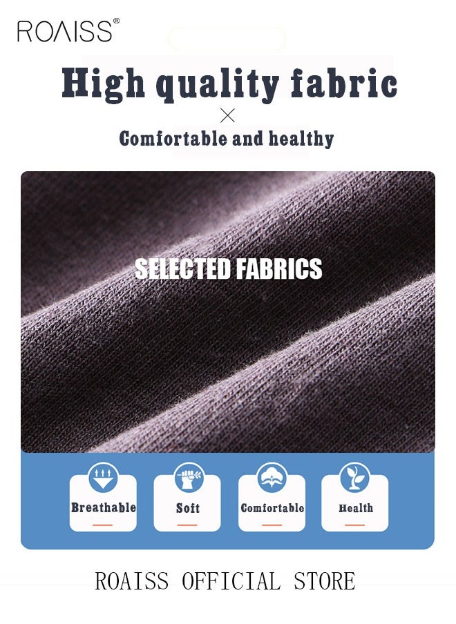 roaiss - Men's Boxers 4 Pack Set Trend Men's Teenage Boys Underwear Breathable Cotton Short Briefs High Elastic Classic Elastic Waistband Underwear - Image 1