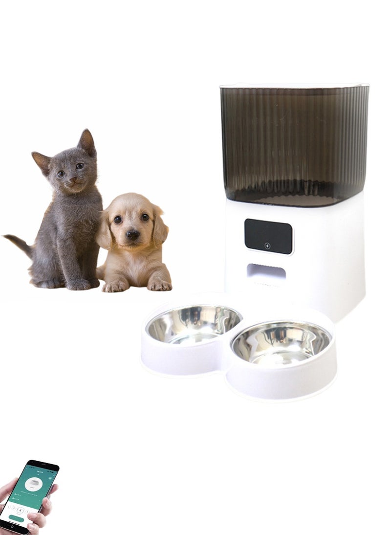 Kidle 5L Automatic Dogs Dry Food Dispenser with Two Stainless Bowls Pet Food Dispenser Smart Cat Feeder with APP WiFi  - Image 1
